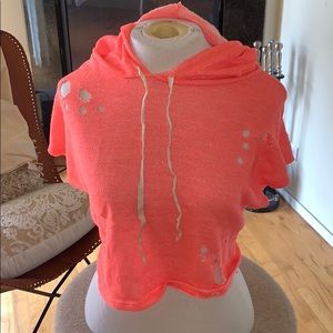 Cropped ripped hoodie